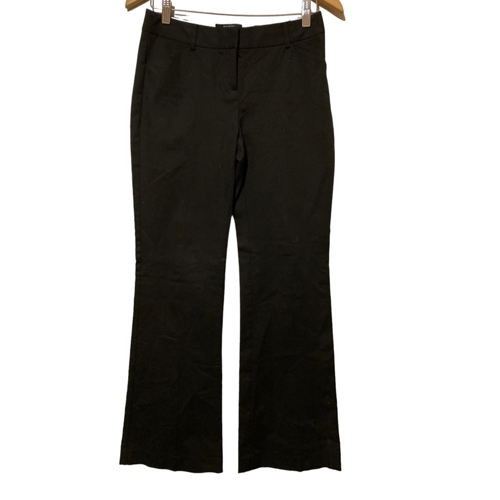 Body By Victoria Womens Size 2 Flare Pants Black Mid Rise Stretch Pockets